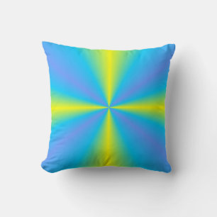 blauwe gele regenboog kussen