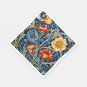 Blauwe Gele Rode Bloemen William Morris Stijl Servet (Hoek)