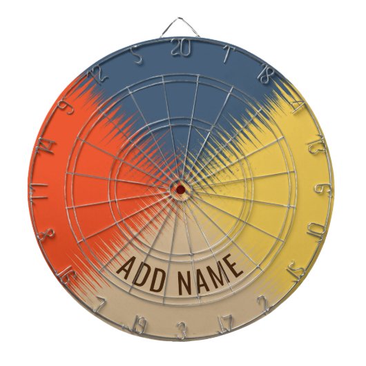 Blauwe gele rode crème -  dartbord (Voorkant)