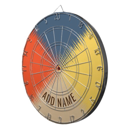 Blauwe gele rode crème -  dartbord (Voorkant Rechts)