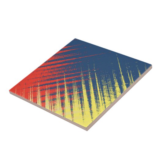 Blauwe gele rode crème tegeltje (Zijkant)