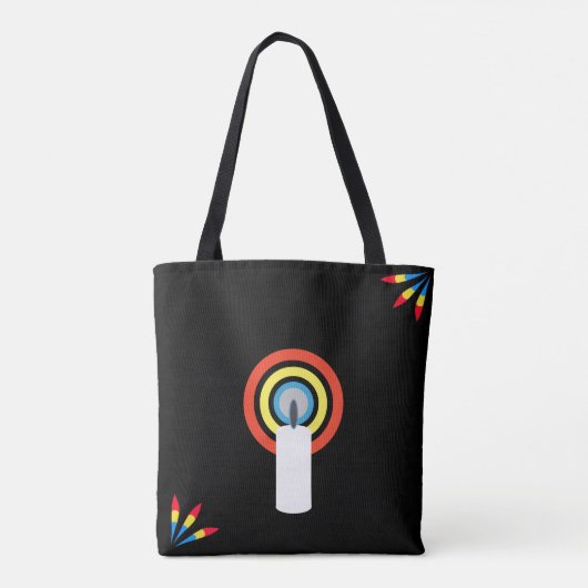 Blauwe, Gele & Rode Kaarsenvlam Tote Bag (Achterkant)