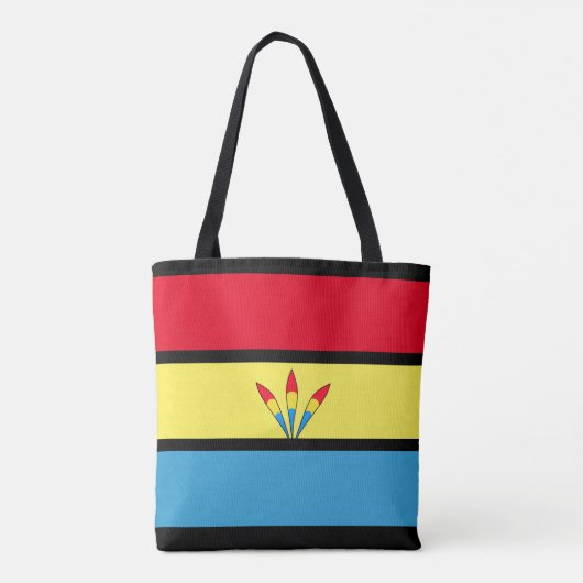 Blauwe, Gele & Rode Strepen Tote Bag (Achterkant)