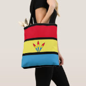 Blauwe, Gele & Rode Strepen Tote Bag (Dichtbij)