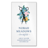 Blauwe gele roze witte platte schaar magnetisch visitekaartje (Voorkant Verticaal)