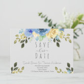 Blauwe & Gele Rozen op Zachte Grijs Kaart (Staand voorkant)