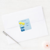  blauwe gele rozen Vase Hartelijk dank Vierkante Sticker (Envelop)