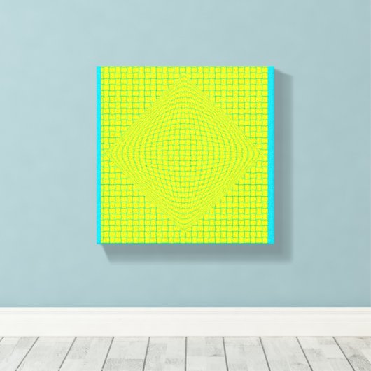 Blauwe, gele schilderkunst canvas afdruk (Insitu (Houten vloer))