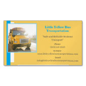 Blauwe gele schoolbuschauffeur magnetisch visitekaartje (Voorkant)