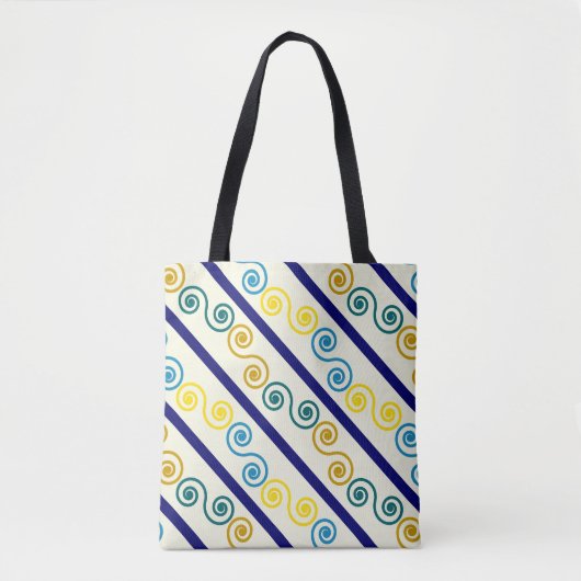 Blauwe gele spieren tote bag (Voorkant)