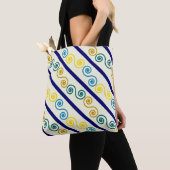 Blauwe gele spieren tote bag (Dichtbij)