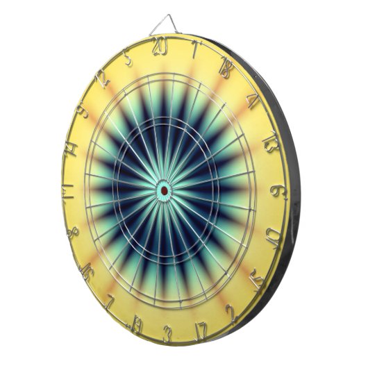 Blauwe gele straler dartbord (Voorkant Rechts)