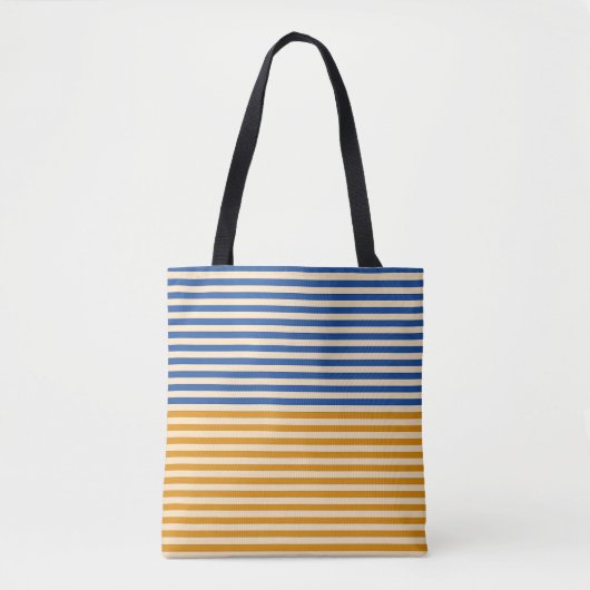 Blauwe gele streep tote bag (Voorkant)