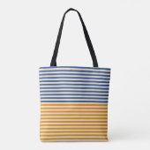 Blauwe gele streep tote bag (Achterkant)