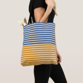 Blauwe gele streep tote bag (Dichtbij)