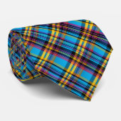 Blauwe Gele Tartan Stropdas (Opgerold)