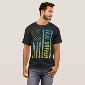 Blauwe gele taxichauffeur t-shirt (Voorkant volledig)