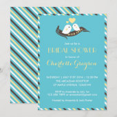 Blauwe Gele Tortelduifjes Bridal Shower Uitnodigin Kaart (Voorkant / Achterkant)