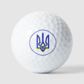 Blauwe Gele Trident Golfballen (Voorkant)
