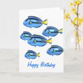 Blauwe & Gele Tropische Vis Kaart (Gele Bloem)