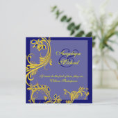 Blauwe gele trouwdag verloving kaart (Staand voorkant)