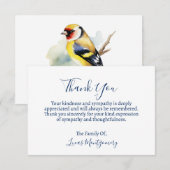 Blauwe Gele Vogel Begrafenis Dank u, sympathie Notitiekaartje (Voorkant / Achterkant)