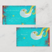 Blauwe gele vogel met handgemaakte visitekaartje (Voorkant / Achterkant)