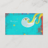 Blauwe gele vogel met handgemaakte visitekaartje (Achterkant)