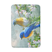 Blauwe gele vogelkers Kersenslijmschilder Badmat (Voorkant Verticaal)