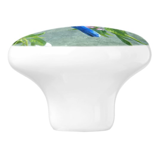 Blauwe gele vogelkers Kersenslijmschilder Keramische Knop (Zijkant)