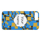 Blauwe gele vormen Case-Mate iPhone case (Achterkant (Horizontaal))