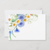 Blauwe gele Waterverf Wildbloemen Bindende RSVP's RSVP Kaartje (Achterkant)