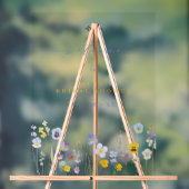 Blauwe & Gele Wilde Bloemen Bruiloft Feest Welkom Acryl Bord (Neutraal)