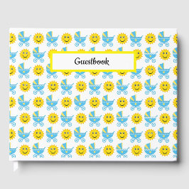 BLAUWE GELE WITTE BABY WANDEN ZONNEN GASTENBOEK
