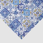 Blauwe Gele Witte Meditterraanse Mozaïek Tegels Tissuepapier (Detail)