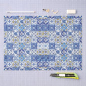 Blauwe Gele Witte Middellandse Zee Mozaïek Tegels  Tissuepapier (Craft)