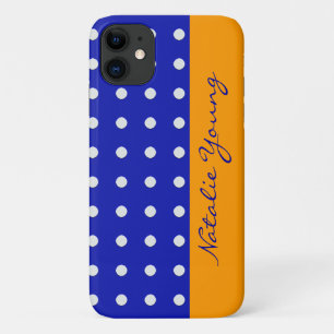 blauwe gele witte stippen gepersonaliseerd iPhone 11 hoesje