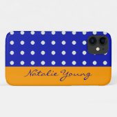 blauwe gele witte stippen gepersonaliseerd Case-Mate iPhone case (Achterkant (horizontaal))
