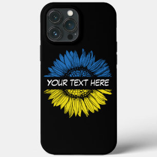 Blauwe gele zonnebloem. Eigen Tekst.  Case-Mate iPhone Case