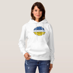 Blauwe/gele zonnebloem. Eigen Tekst.  Hoodie