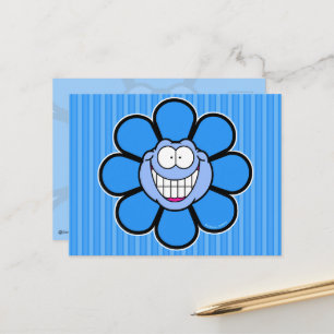 Blauwe Gelukkige Bloem Schroef Graphics Briefkaart