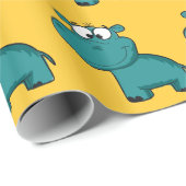 Blauwe Gelukkige Hippo Cadeaupapier (Rol Hoek)