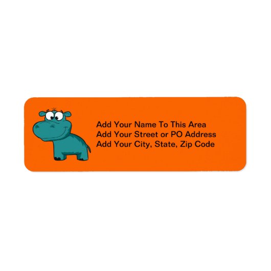 Blauwe Gelukkige Hippo Etiket (Voorkant)