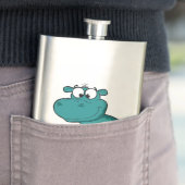 Blauwe Gelukkige Hippo Heupfles (Voorbeeld)