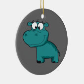 Blauwe Gelukkige Hippo Keramisch Ornament (Rechts)
