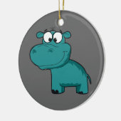 Blauwe Gelukkige Hippo Keramisch Ornament (Links)