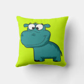 Blauwe Gelukkige Hippo Kussen (Achterkant)