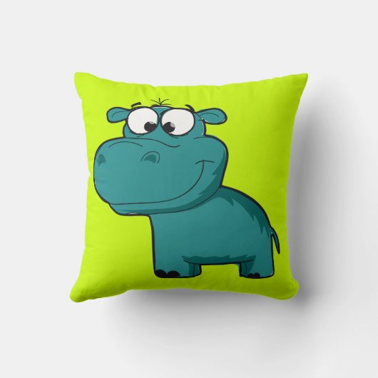 Blauwe Gelukkige Hippo Kussen (Achterkant)