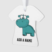 Blauwe Gelukkige Hippo Ornament (voorkant)