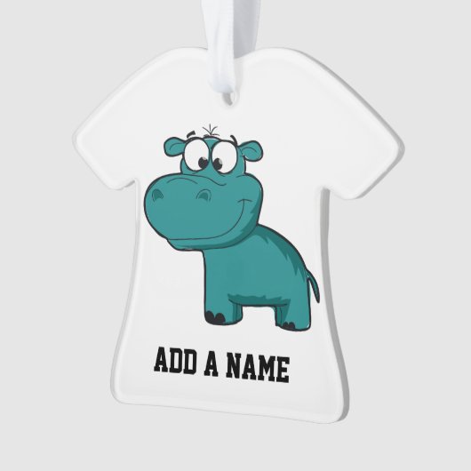 Blauwe Gelukkige Hippo Ornament (voorkant)